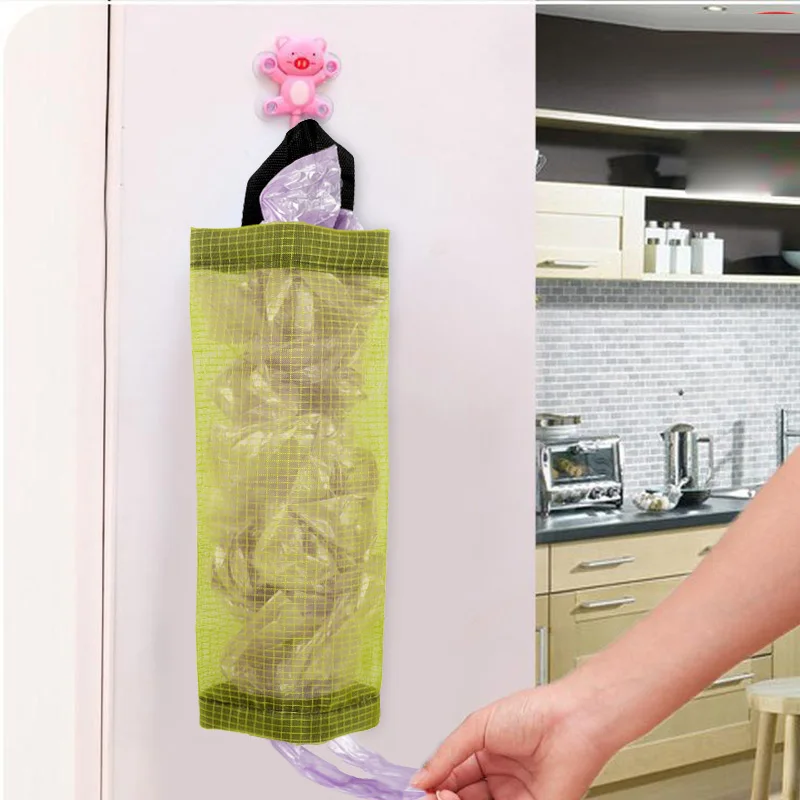 

Stouge 1PC Home Grocery Bag Holder Wall Mount Storage Dispenser Kids Toys Polyester Kitchen Organizer Storage Bag Color Randomly