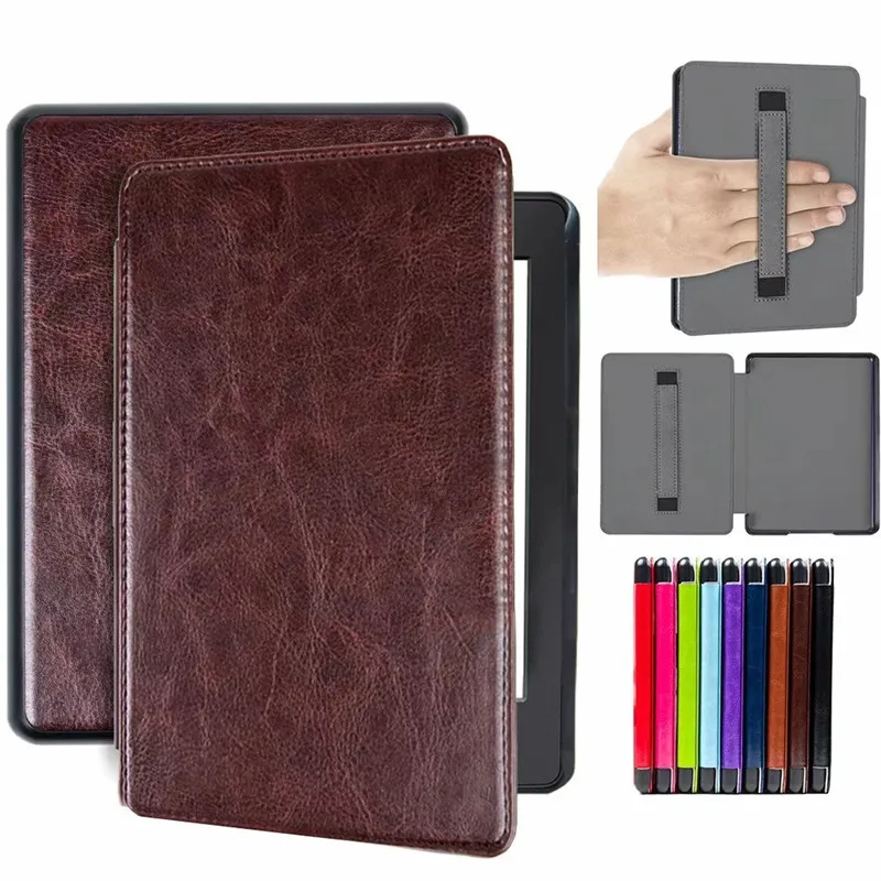 Магнитный чехол из искусственной кожи для Amazon kindle Paperwhite 4 " e-reader Ручка подставка чехол-книжка+ Защитная пленка+ стилус - Цвет: Coffee