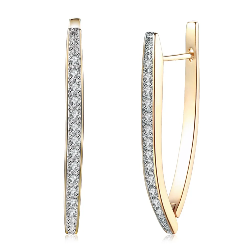 

Luxury Punk Simple Gold Hoop Earrings for Women Wedding White Cubic Zircon Crystal Bridal Gothic Earring Fashion Boho Jewelry