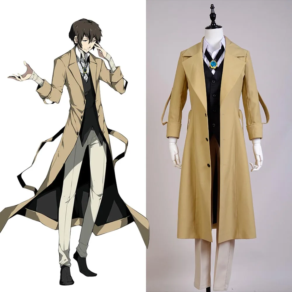 Bungou Stray Dogs Season 3 Osamu Dazai Cosplay Costume Suit Trench Coat Outfit