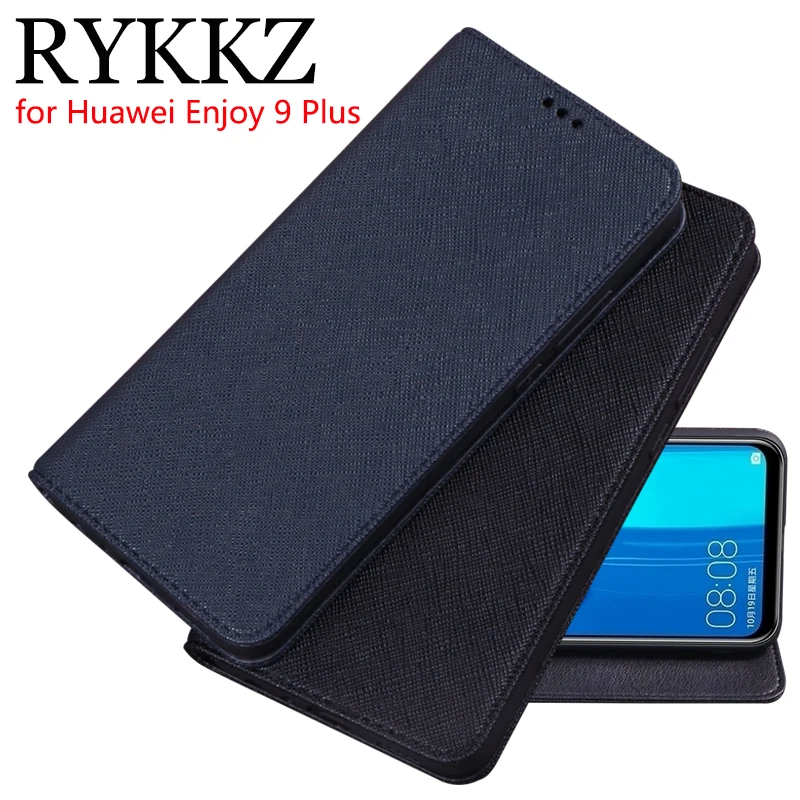 Роскошный кожаный чехол-книжка RYKKZ для Huawei Enjoy 9 Plus чехол-подставка мобильного