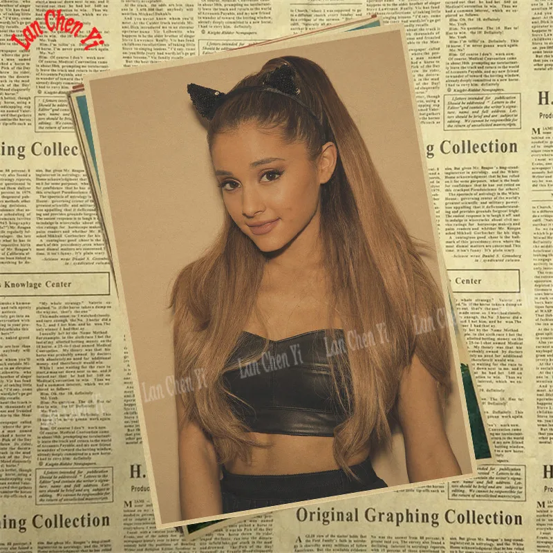 Ariana grande Pop Music Girl Star Kraft Paper Poster Wall Pictures For Living Room Home Decoration Decor - Цвет: Непроницаемый