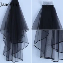 JaneVini черная двухслойная свадебная вуаль с расческой, мягкий тюль, женская свадебная вуаль для невесты, короткая лента по краям, Welon, Bruidssluier