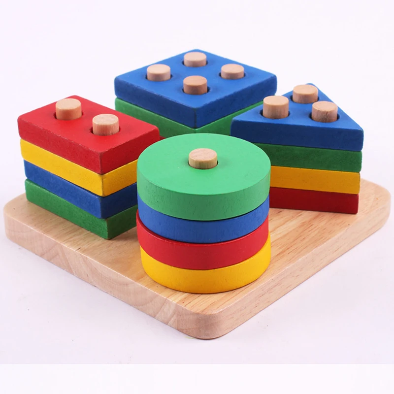 

Geometric intelligence board Baby Educational Toys Shape Matching Columns Building Blocks Teaching Early Education Toy for Kids
