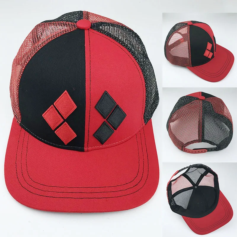 

Cute Summer Harley Quinn Suicide Squad Hat Red Baseball Snapback Caps Adjustable Hip Hop Hats For DC Fans Girls Cosplay Gift New