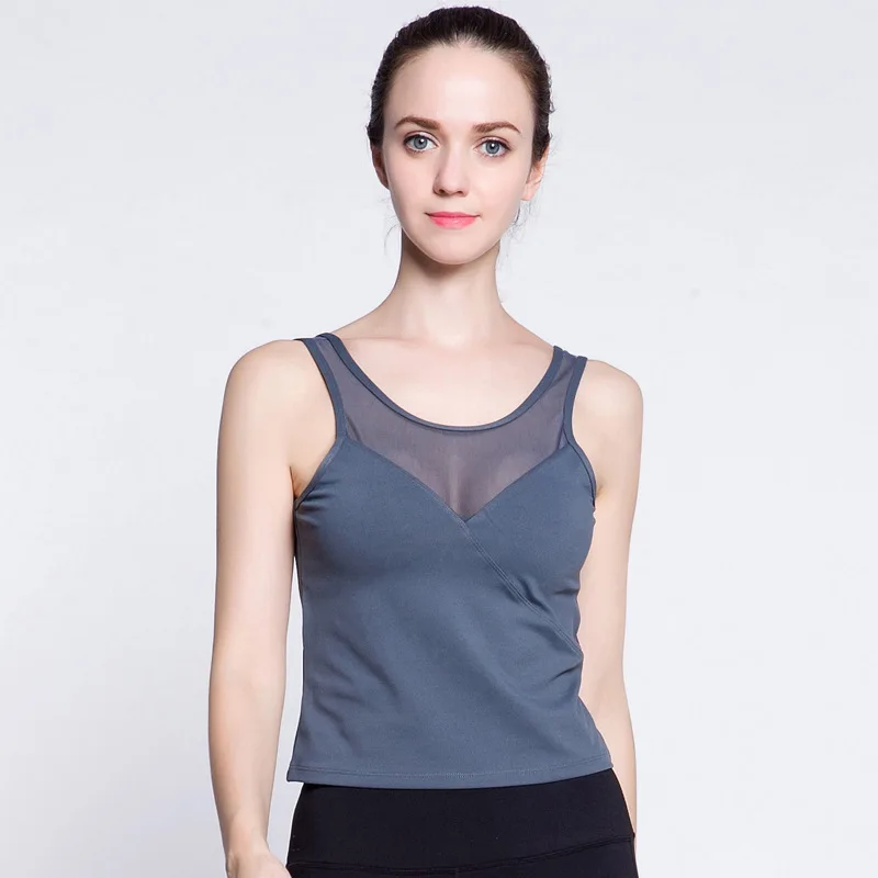 Women Yoga Shirt with Padded Sports Shirt Yoga Tops Women's Sports