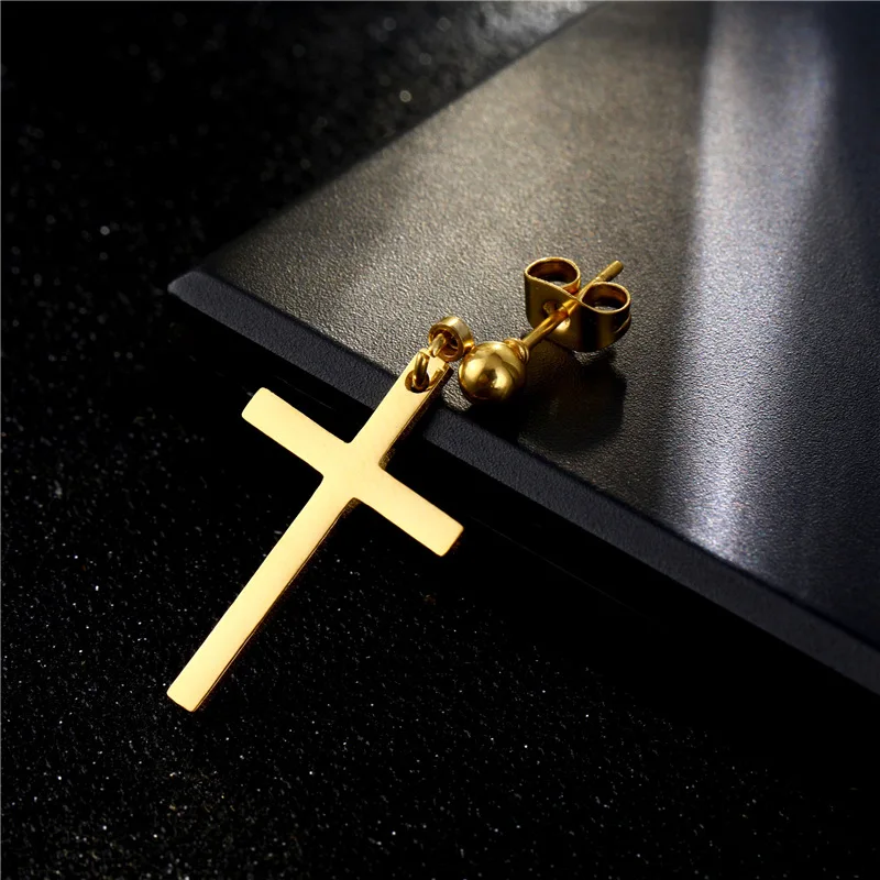 Semitree 304 Stainless Steel Colorful Cross Drop Earrings Men Women Anti-allergy Dangle Earring Fashion Wholesale Jewelry Bijoux - Image 4