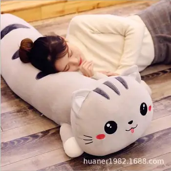 

Super soft cat plush pillow cute large sleeping long pillow kitten doll down cotton Stuffed free shipping