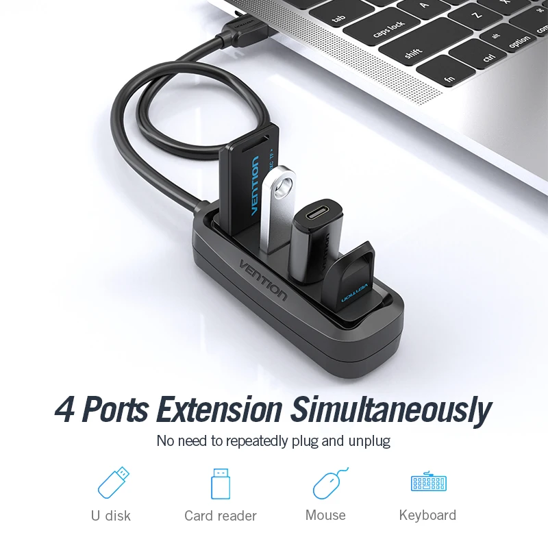 Vention usb хаб USB 2 0 концентратор 4 порта разветвитель со светодиодным адаптером для