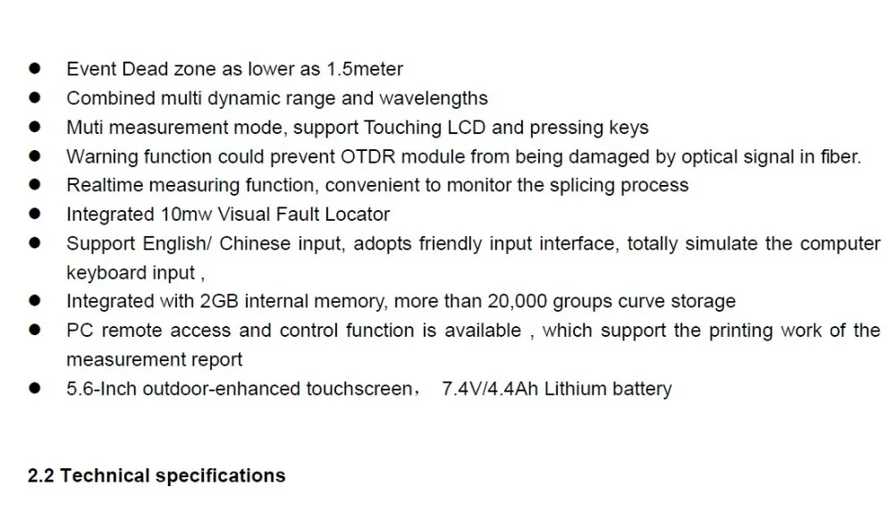 Оборудование для испытаний оптического волокна TLO300 OTDR