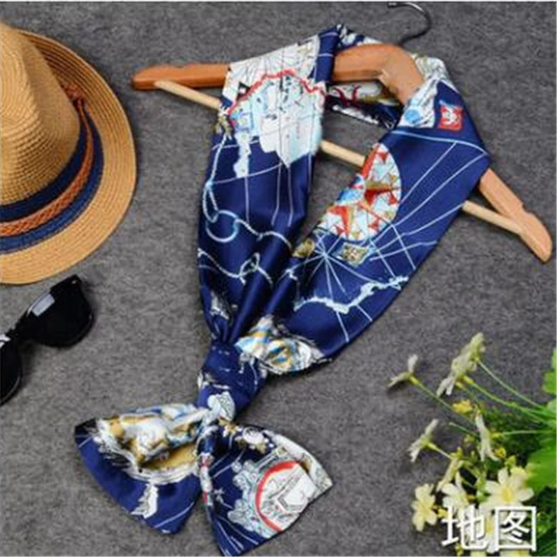 

word map pattern print printed rectangle dark blue royal blue scarves neck scarf necktie kerchief muffler shawl for women