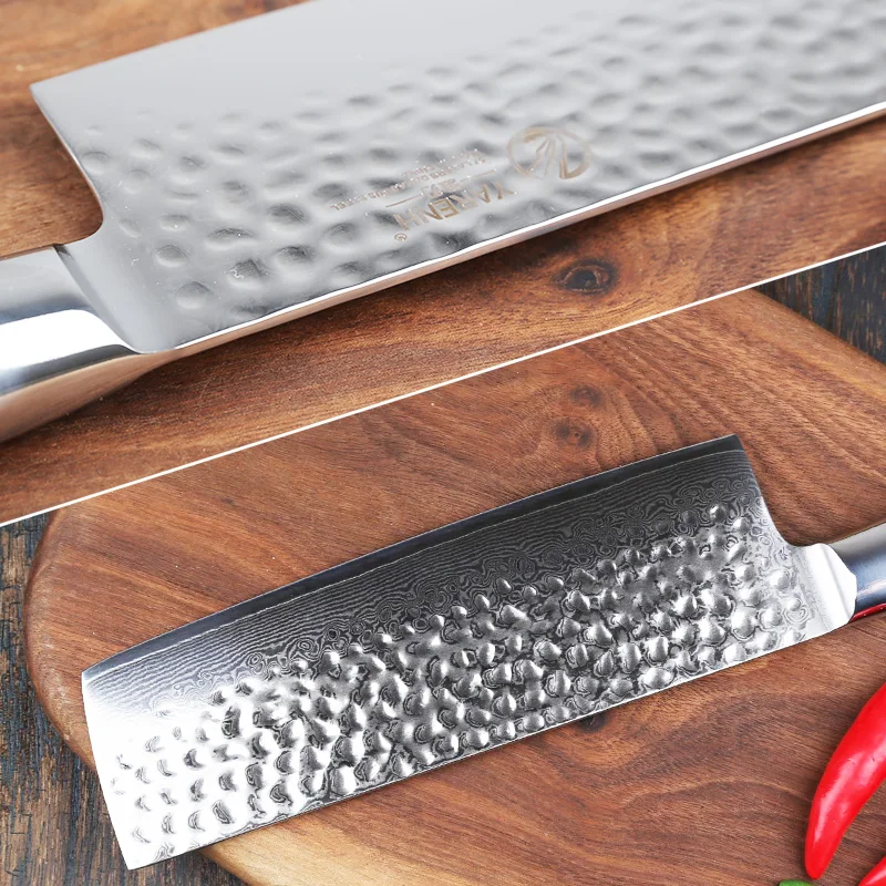 6.5 inch nakiri vegetable knife Damascus steel kitchen knife Japanese VG10 best chef knives with color wood handle cleaver