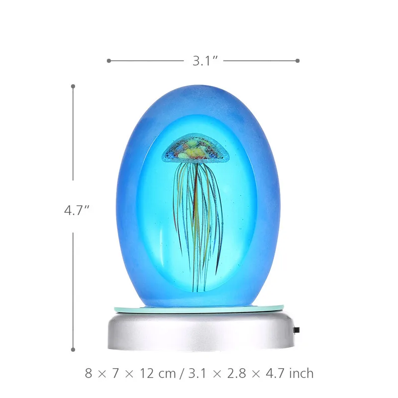 Украшение дома синяя Медуза с светильник с американской вилкой светится в темноте скульптура стекло пресс-папье ручной выдувное стекло искусство R483