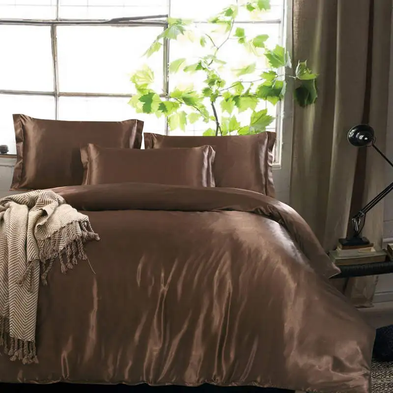 

silk/cotton bedding set quilt/duvet covers bedclothes 500TC woven Chinese linens Adult's bedroom bed sheets 4-5 pieces chocolate