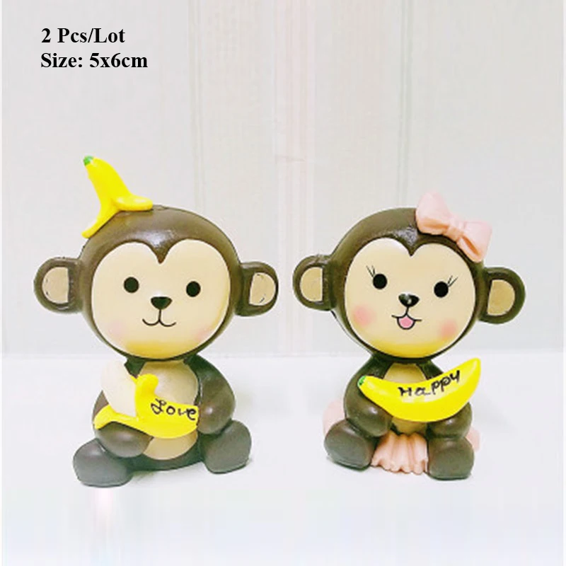 Очаровательные игрушки обезьяна вечерние игрушечная обезьянка украшения для капкейков 1st на день рождения, подарок для мальчиков, вечерние поставки Happy monkey игрушечный торт Топпер