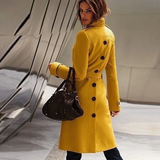 Automne Up Poitrine 2018 rouge Dentelle jaune Manteau Ceinture Laine Noir Slim Femmes Mélange Parkas Fork 4 De Retour blanc Chaud Hiver Manteaux Couleurs Unique dTxxrwft
