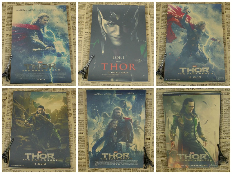 

Thor 2 poster retro kraft paper material Manwei classic science fiction movie poster