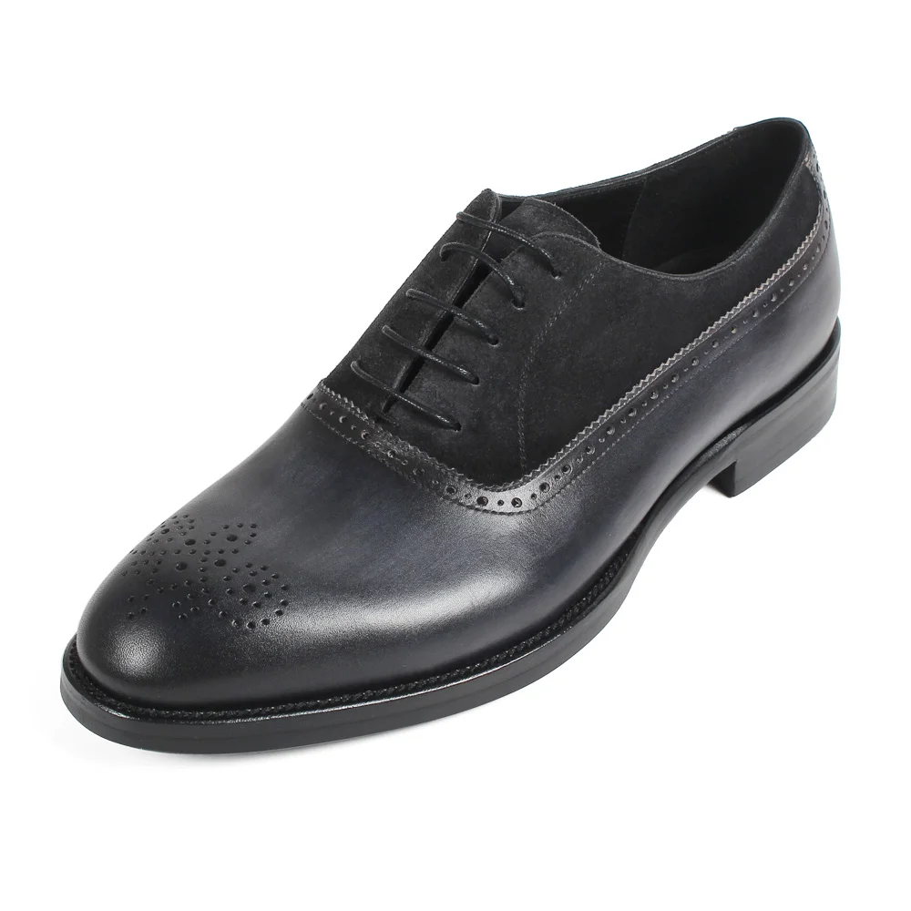 VIKEDUO Patina/Мужские модельные туфли-оксфорды под заказ из натуральной коровьей кожи; свадебные офисные туфли на плоской подошве в деловом стиле; обувь с перфорацией типа «броги»; Zapatos - Цвет: Gray