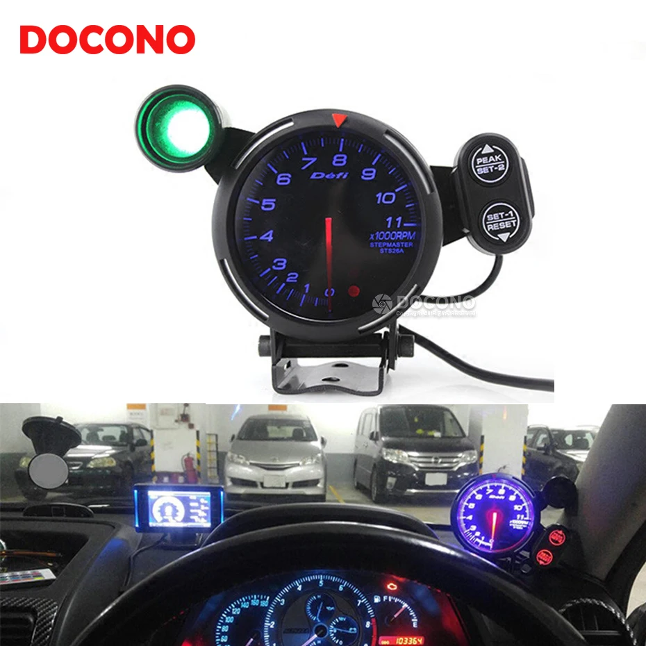 

Universal 80mm racing car speedometer 12V auto modified tachometer pointer meter gauge with alarm and gear shift tips