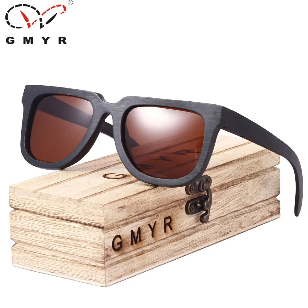 Gmyr Bamboo Солнцезащитные очки для женщин Кошачий глаз Для Мужчин серый Рамки