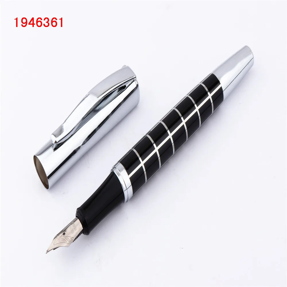 

High quality 819 Silver squares Line Black Business office Medium nib Fountain pens New Stationery Office school