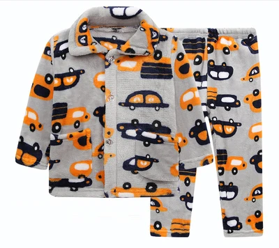 Famli/Детские зимние фланелевые пижамные комплекты детская теплая флисовая куртка для девочек+ штаны, одежда для сна модные пижамы для мальчиков, От 2 до 12 лет - Цвет: C
