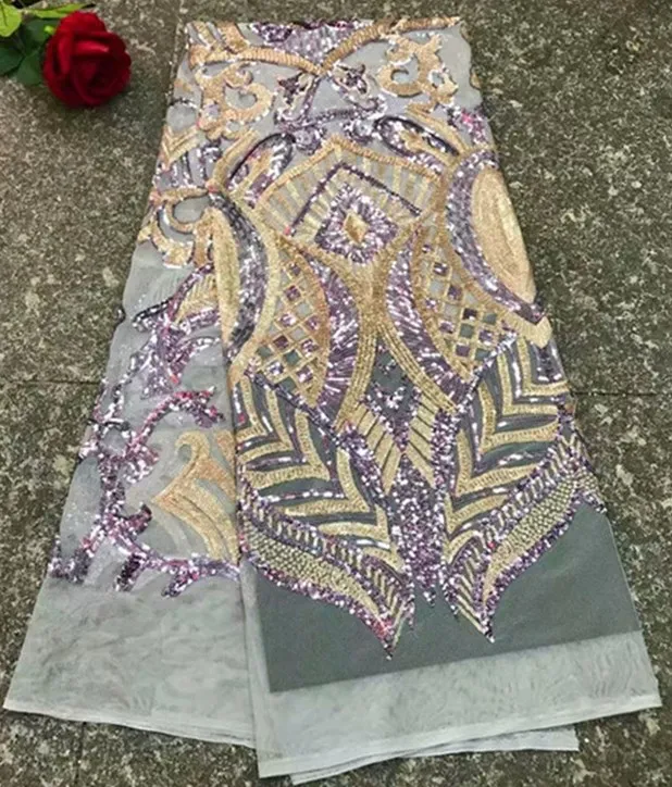 Sequins Nigerian Lace Fabric Dubai Embroidered French Tulle Lace Latest