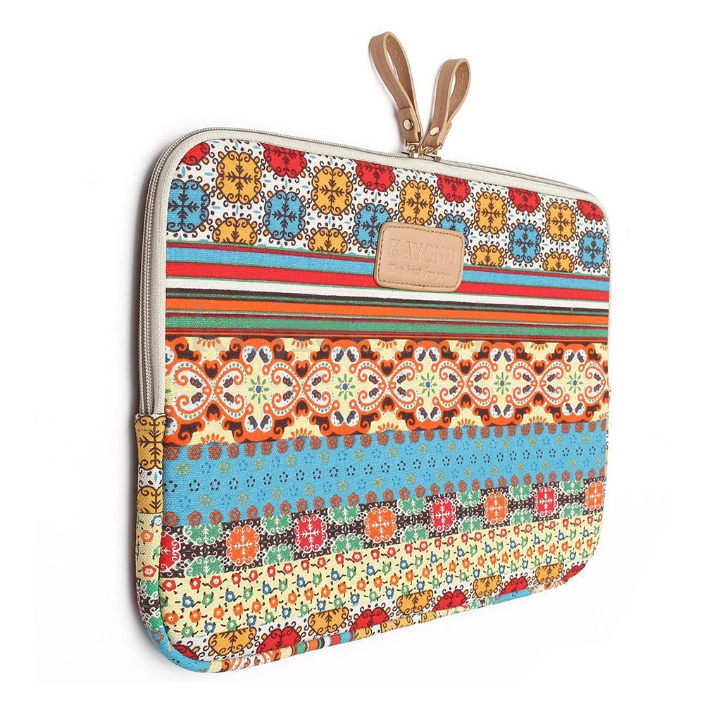 

KAYOND 14" Bohemian Canvas Laptop Sleeve Case Bag for Apple HP DELL Toshiba ASUS Acer