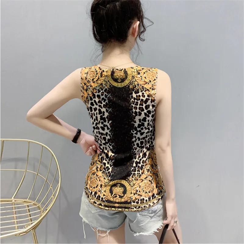 Summer Women Leopard Tank Tops Casual Fashion Print Sleeveless Tank T-shirt Plus Size 3XL Loose Female O-Neck Tops Tees