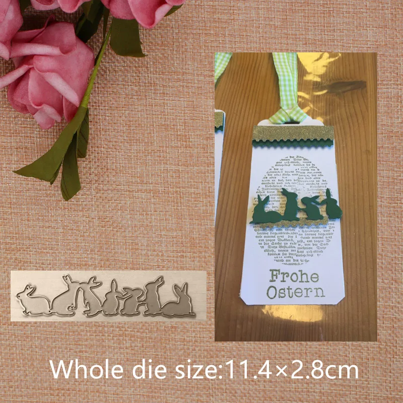 

Rabbits Metal Cutting Dies Stencils for DIY Scrapbook Photo Album Paper Card Decorative Craft Embossing 11.4*2.8cm