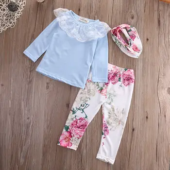 

Newborn Toddler Kid Baby Floral 3PCS Girl Tops+Pants+Headband Outfit Clothes Set