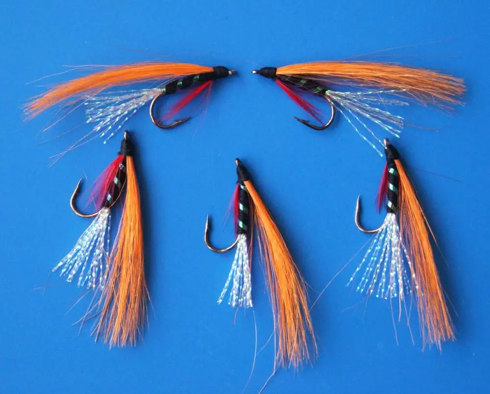 5 Pcs Saltwater orange streamer Trout fishing flies Box Packing Set Fly