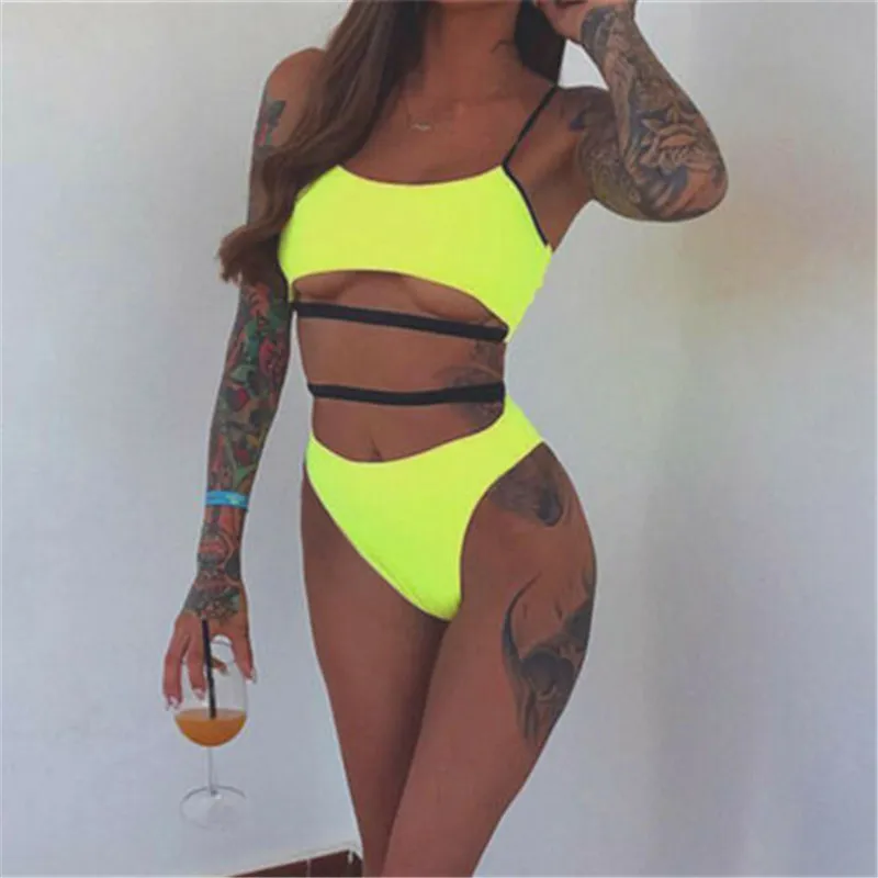 

Solid Color Bikini Hot Sale Women Triangle Swimwear Bathing Suit Swimsuit Beachwear Women Bandage Push-up biquinis feminino 2019