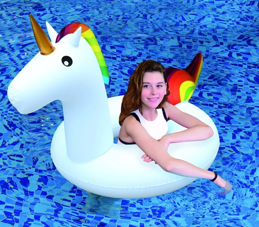 Inflatable Unicorn Swimming Ring 120CM Giant Pool Float Summer Pool Baby In Water Child Rainbow Horse Floating Row unicorn (6)