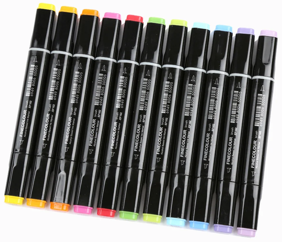 Finecolour EF102 кисти художественные маркеры 240 цветов тонкие и кончик кисти двухсторонние маркеры для рисования профессиональная Манга