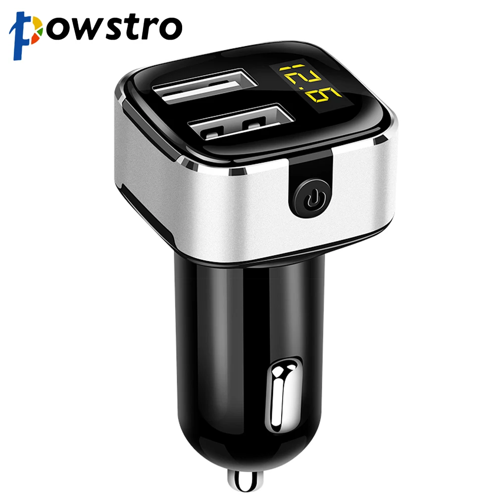 

Powstro 3.1A Dual USB Car Charger Voltmeter Current Display Detect Phone Charger Adapter with Power Switch Smart Fast Charging