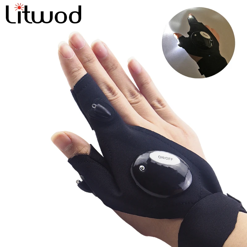 

Litwod LED Flashlight Repairing Finger Light Outdoor Fishing Magic Strap Finger Glove Torch Cover Survival Camping Rescue