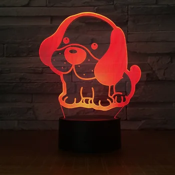 

Puppy seven-color acrylic night light touch led 3d small table lamp holiday gift 1959