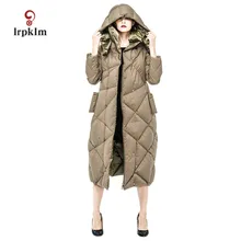 Новая мода, высокое качество, женские зимние длинные пуховики, плотное пуховое пальто, женская теплая двухсторонняя парка PQ093
