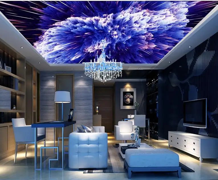 

custom newest 2016 3D ceiling murals Dynamic Bright light vintage wallpaper 3D ceiling murals wallpaper kitchen modern ceiling