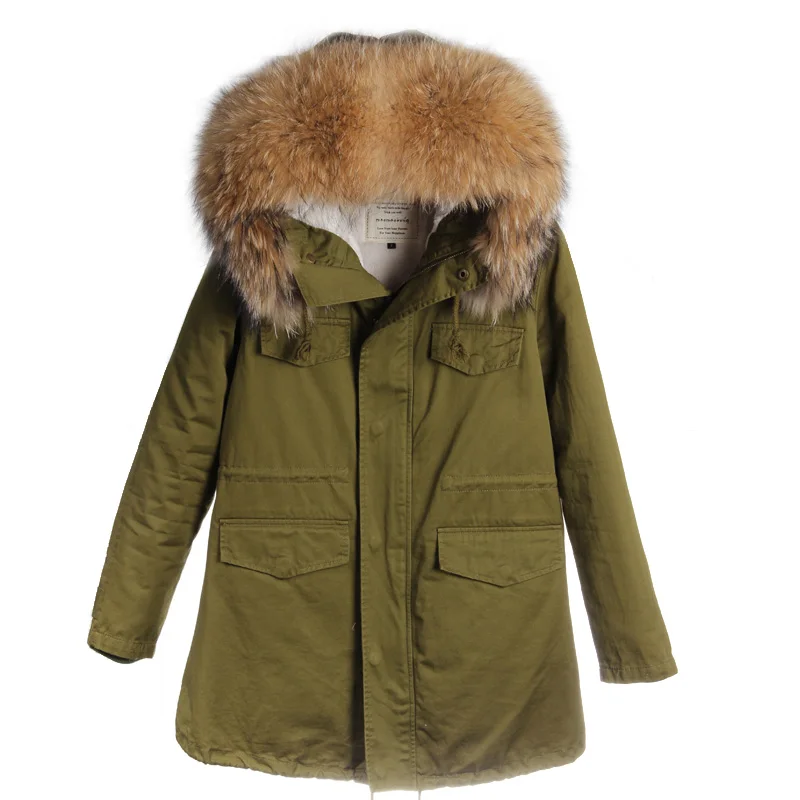 Длинная зимняя женская куртка, большое пальто с капюшоном из меха енота, парки, верхняя одежда со съемной подкладкой, модный бренд, DHL