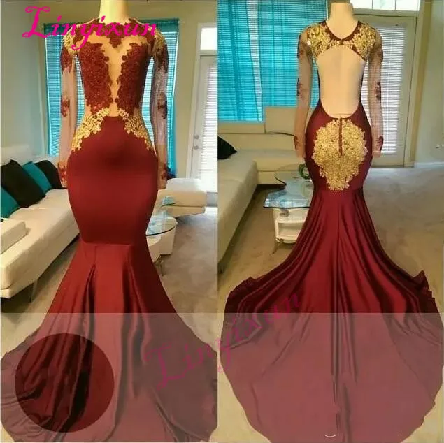 

2018 sexy elegant plus size long african black prom dresses mermaid long sleeves vestido de festa longo formal evening gowns