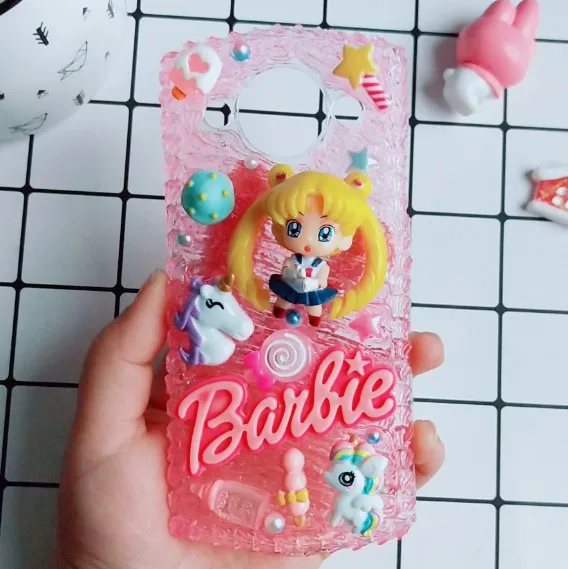 

DIY case for iphone XS MAX 3D Sailor Moon phone cover for iphone XR X handmade crystal cream case for 8 7 6 6s plus girl gift
