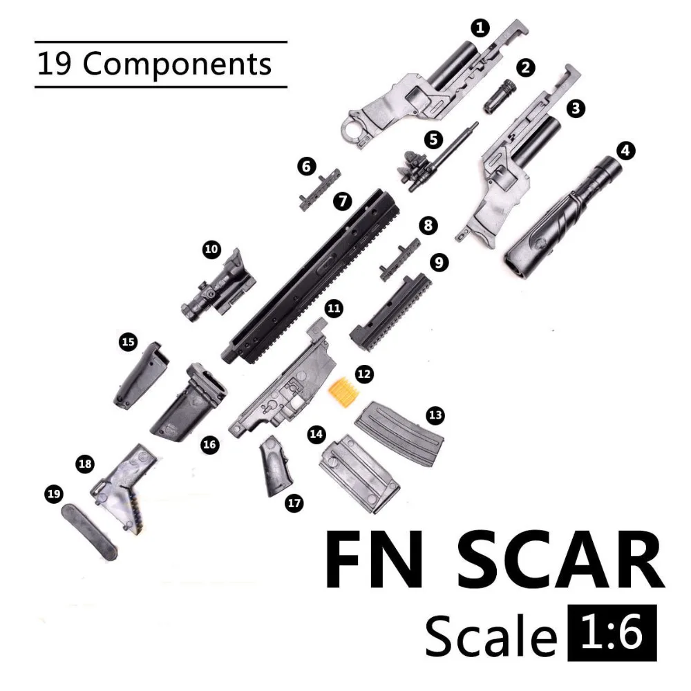 1:6 1/6 Scale 12 inch Action Figures Rifle FN SCAR Model Gun Toy Use For 1/100 MG Bandai Gundam Model Soldier Parts & Components