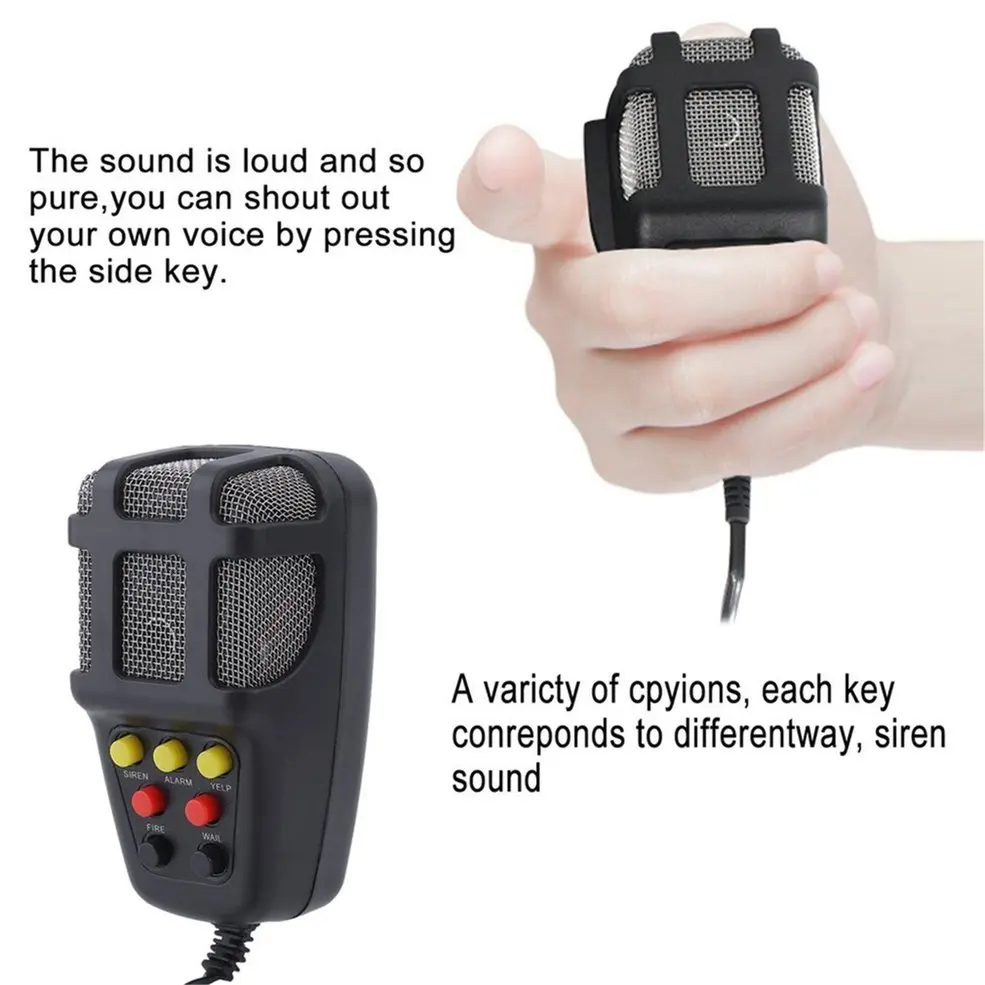 

7 Sound 100W Electronic Car Loud Warning Alarm Motorcycle Horn With Microphone Loudspeaker Police Fire Alarm PA Speaker