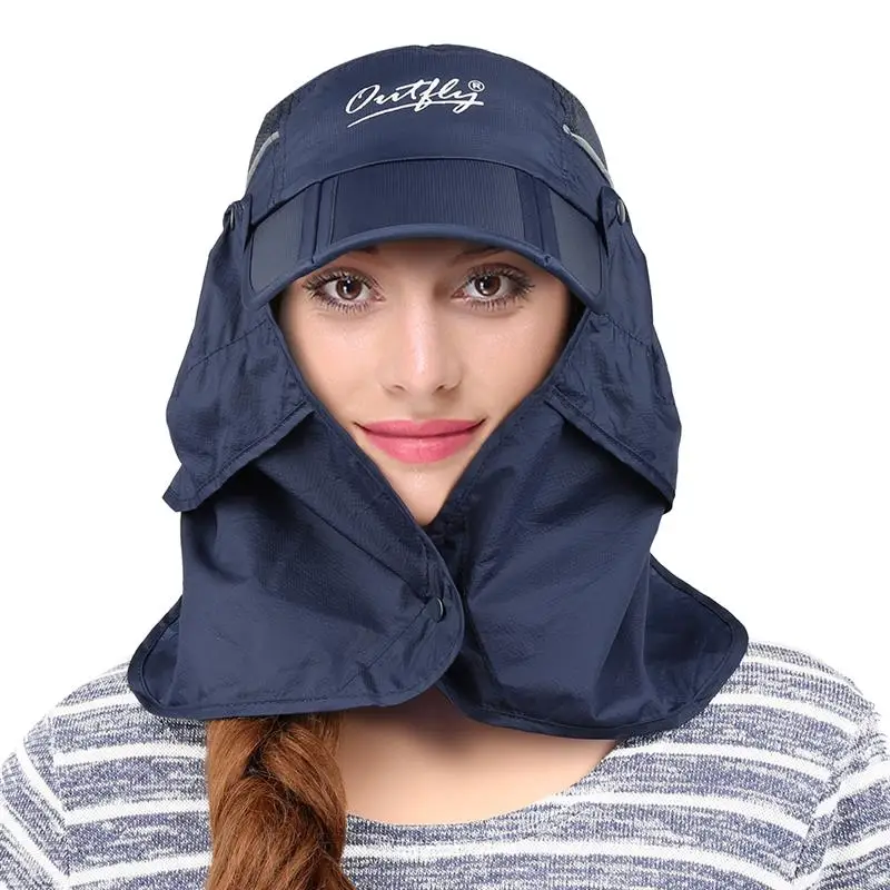 Vbiger Men Women Visor Sun Cap Foldable Neck Face Flap Fishing Hat Cap
