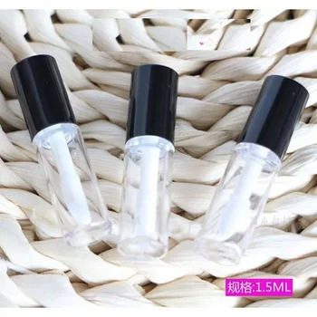 

1.5ml 10/20/50pcs/lot high-grade square transparent PET lip gloss / lip oil / labial glair empty tube with black cap