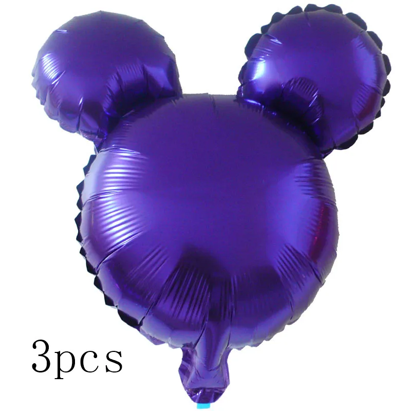 3pcs mini purple Гигантские 114 см воздушные шары в форме Микки, Минни мультфильм день рождения украшения гелиевые шары для детей день рождения Декор Классические игрушки - Цвет: 3pcs mini purple