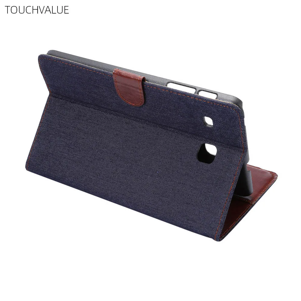 

Solid Color Denim Case For Samsung Galaxy Tab E T377 Funda Flip Cover For Samsung Tab T377 with Stand Card Slots Function
