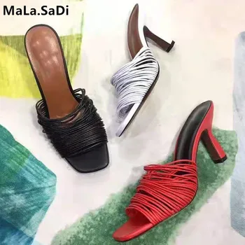 

2019Summer New Ladies Fashion Outer Wear Comfortable Fine Heel Sexy Beach Open Toe Casual Wild High-heeled Slippers5-8cm